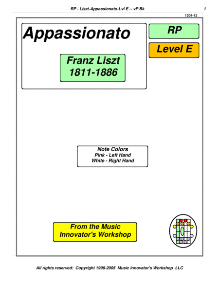 Liszt - Appassionato - (Key Map Tablature) (arr. John M. Honeycutt)