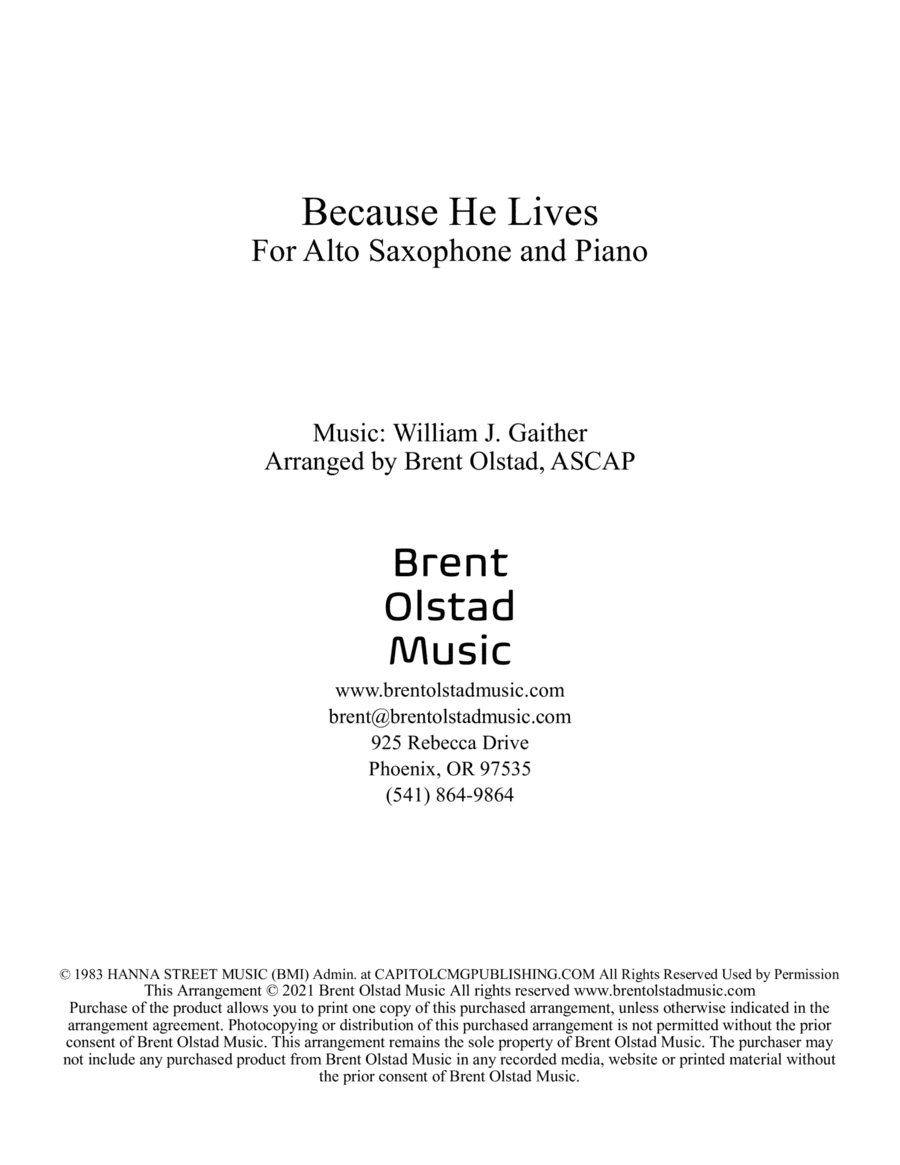 Because He Lives (arr. Brent Olstad, ASCAP)