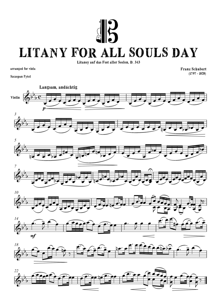 F. Schubert LITANY ( Litaney auf das Fest aller Seelen ) for Violin and Viola Duet arr. by Szczepan (arr. Szczepan Pytel)