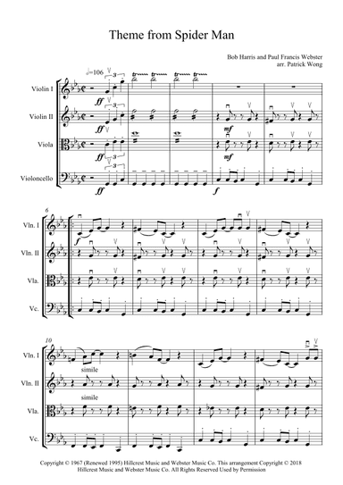 Theme From Spider Man (arr. Patrick Wong)