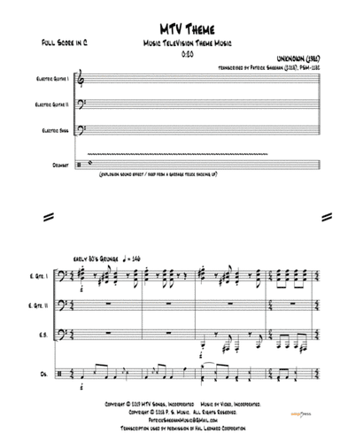 Mtv Theme - Full Length (arr. Patrick Sheehan)