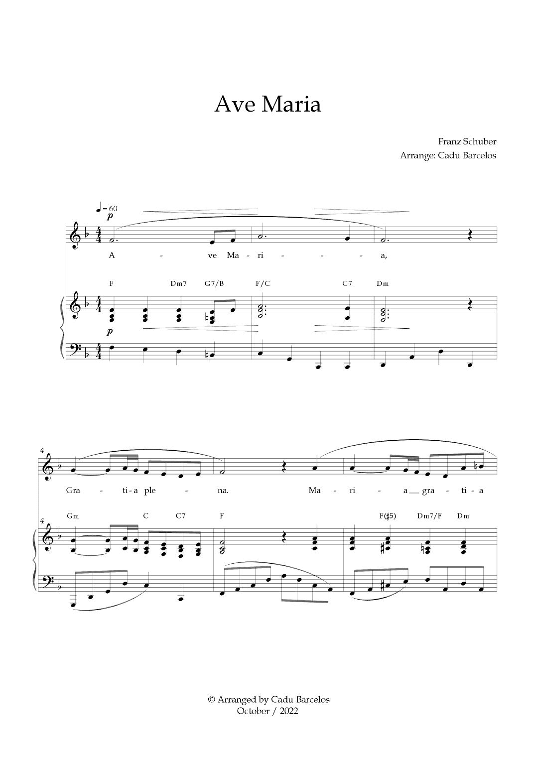 Ave Maria - Schubert F Major Chords (arr. Cadu Barcelos)