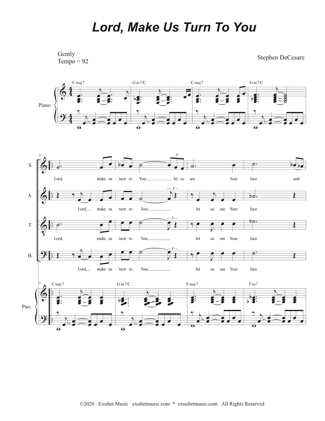 Lord, Make Us Turn To You (Vocal Quartet - (SATB)