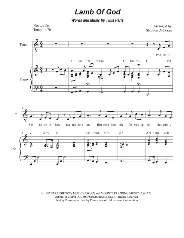 Lamb Of God (arr. Stephen DeCesare)