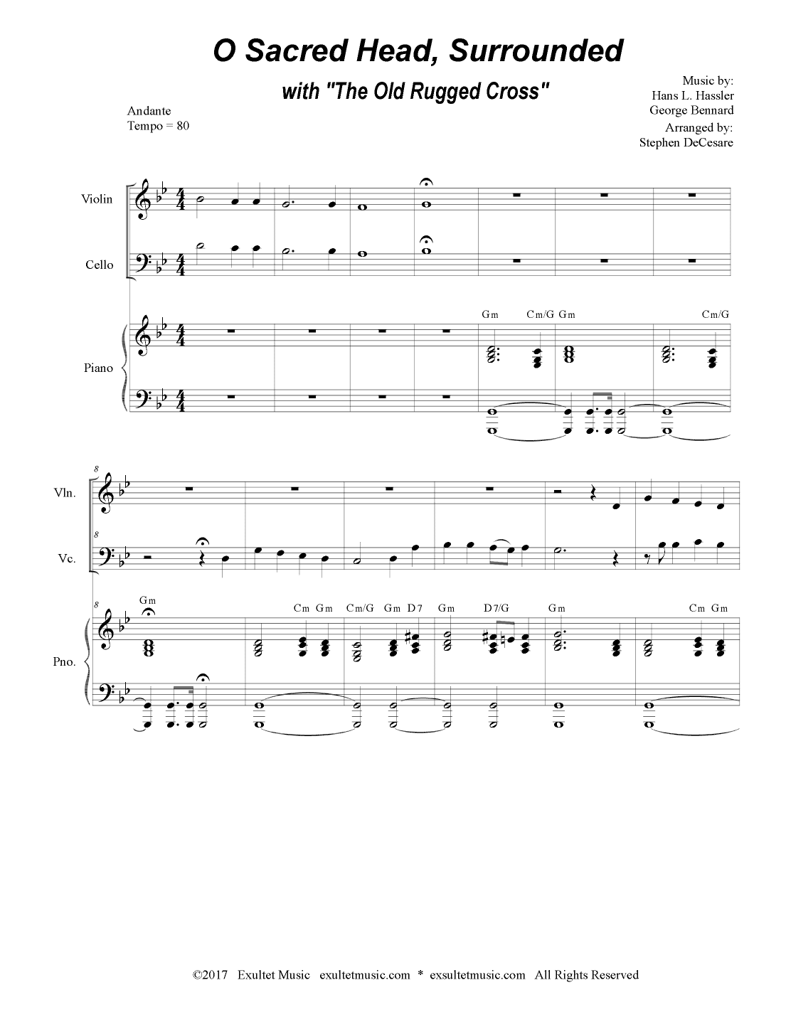 O Sacred Head, Surrounded (with "The Old Rugged Cross") (Duet for Violin and Cello) (arr. Stephen DeCesare)