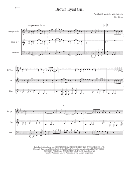 Brown Eyed Girl (arr. Jim Bicigo)