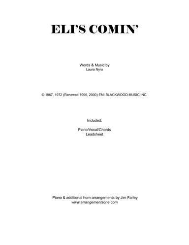 Eli's Comin' (arr. Jim Farley www.arrangementsone.com)