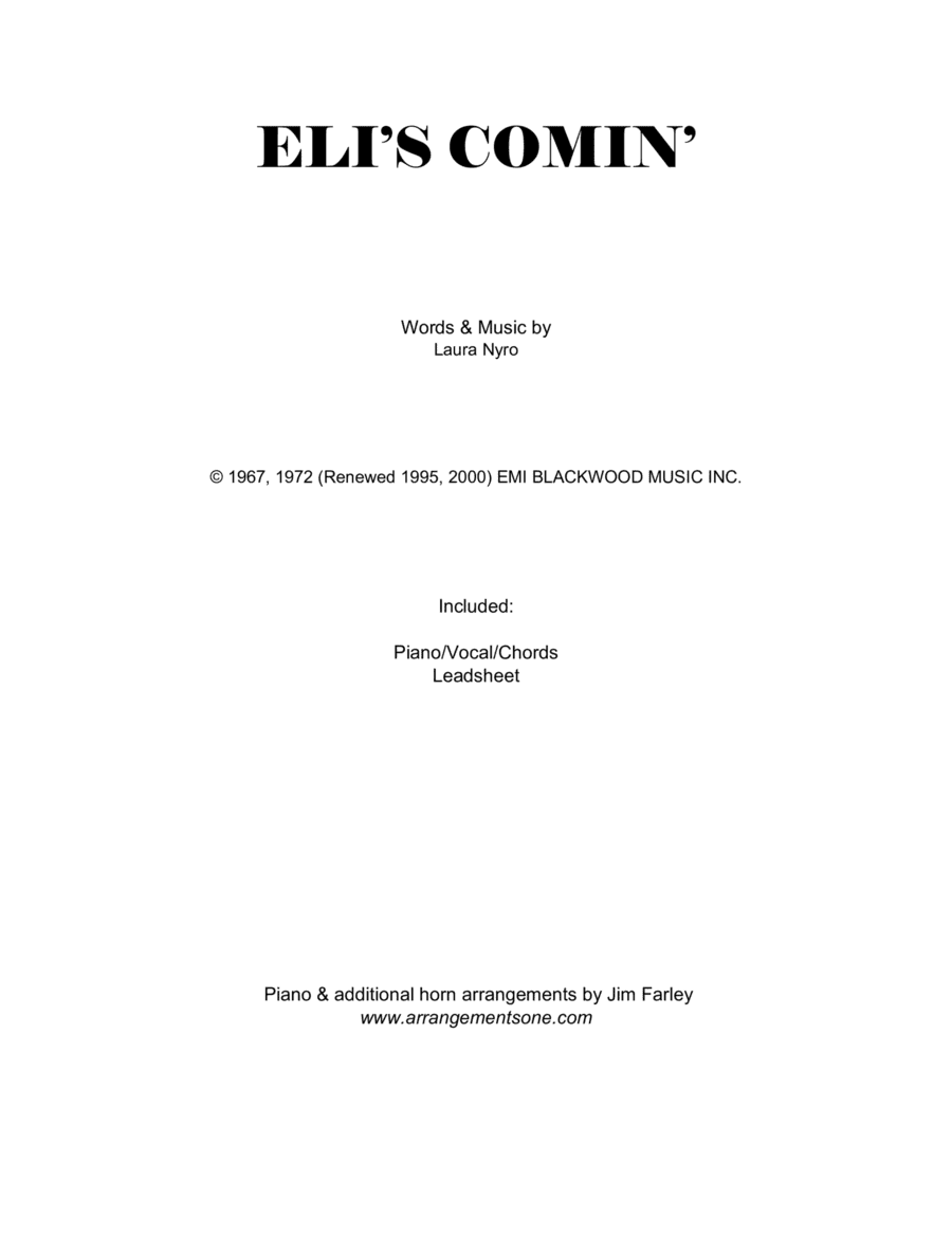 Eli's Comin' (arr. Jim Farley www.arrangementsone.com)