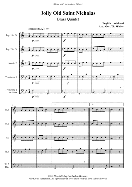 Jolly Old Saint Nicholas (arr. Gert Th. Walter)