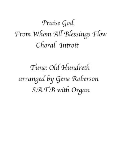 Doxology "Old Hundredth" Choral Introit (arr. Gene Roberson)