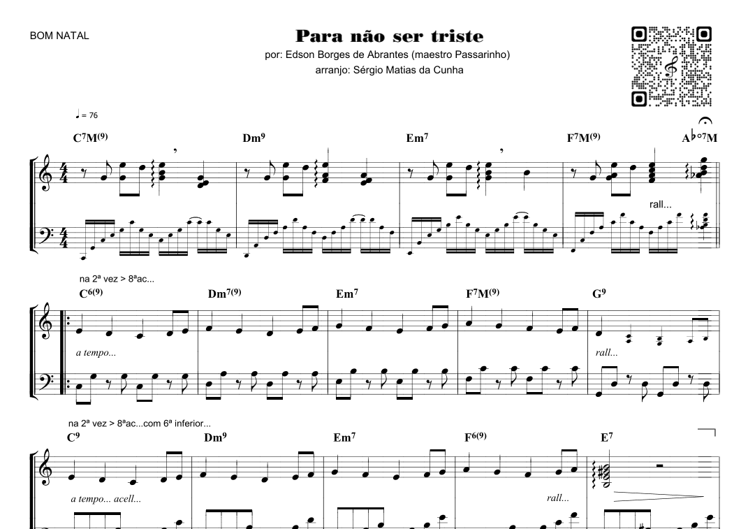 Para Nao Ser Triste (arr. Sérgio Matias da Cunha)