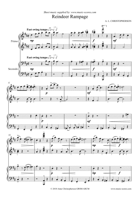 Reindeer Rampage - Piano Duet