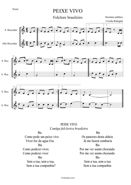PEIXE VIVO - Brasilian folksong (arr. Cecilia Battaglia)