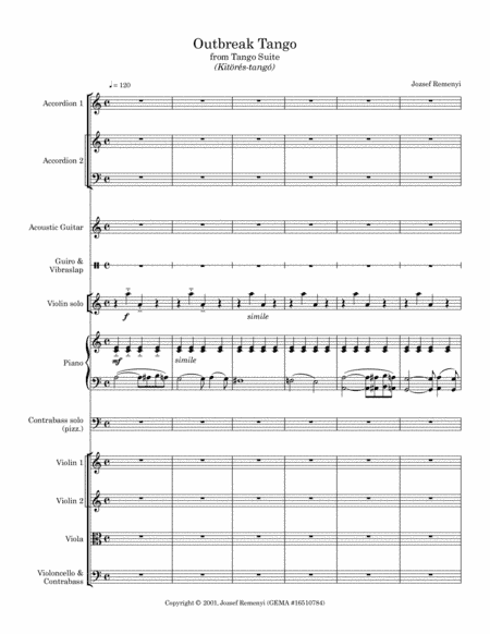 Outbreak Tango (from Tango Suite) - Letter version