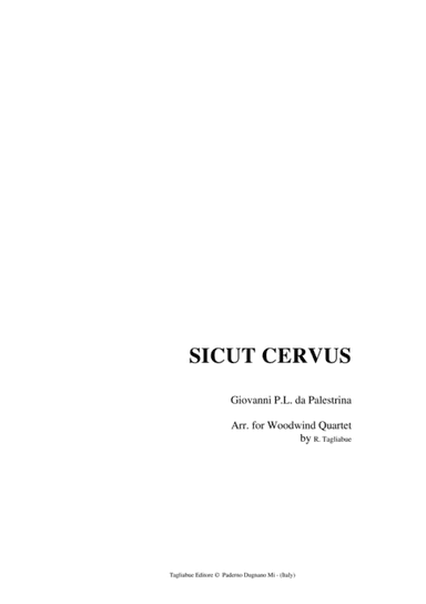 SICUT CERVUS - for Woodwind Quartet with Parts (arr. R. Tagliabue)