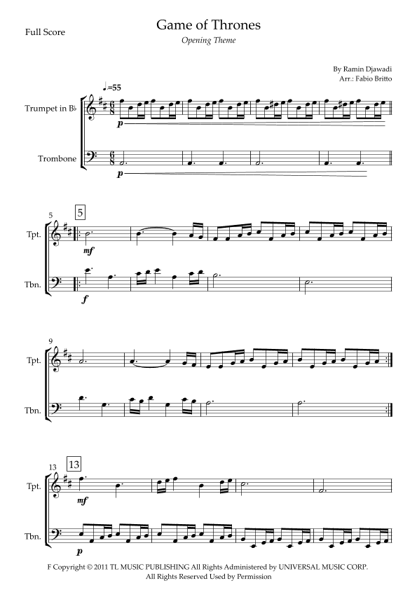 Game Of Thrones (arr. Fabio Britto)