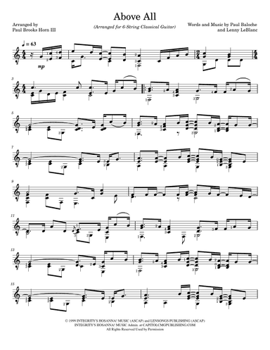 Above All (arr. Paul Brooks Horn)