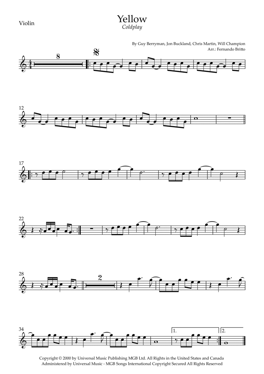 Yellow (arr. Fernando Britto)