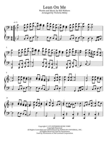 Lean On Me (arr. Victoria Miley)