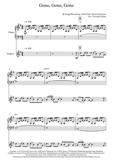 Gone, Gone, Gone (arr. Fernando Britto)