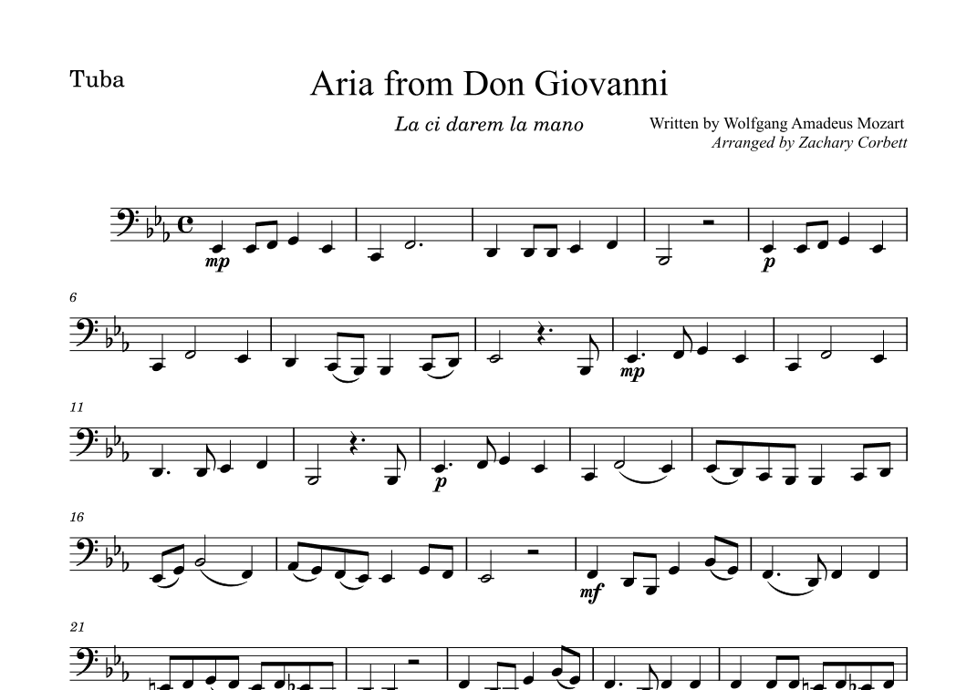 Aria from Don Giovanni (arr. Zachary Corbett)