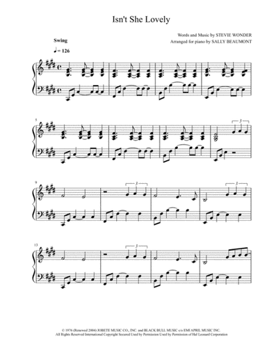 Isn't She Lovely (arr. Sally Beaumont)
