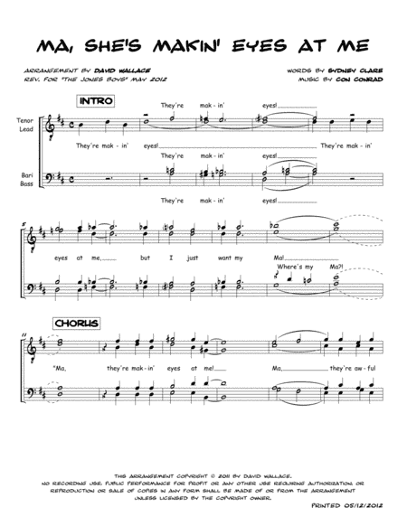 Ma, They're Makin' Eyes at Me (arr. David Wallace)