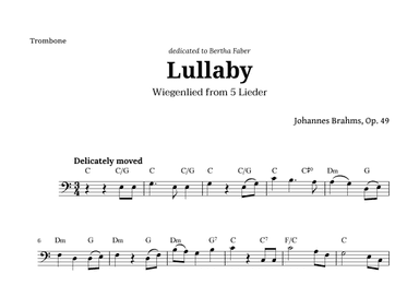Wiegenlied (lullaby) by Brahms for Trombone and Chords (arr. Langanho)