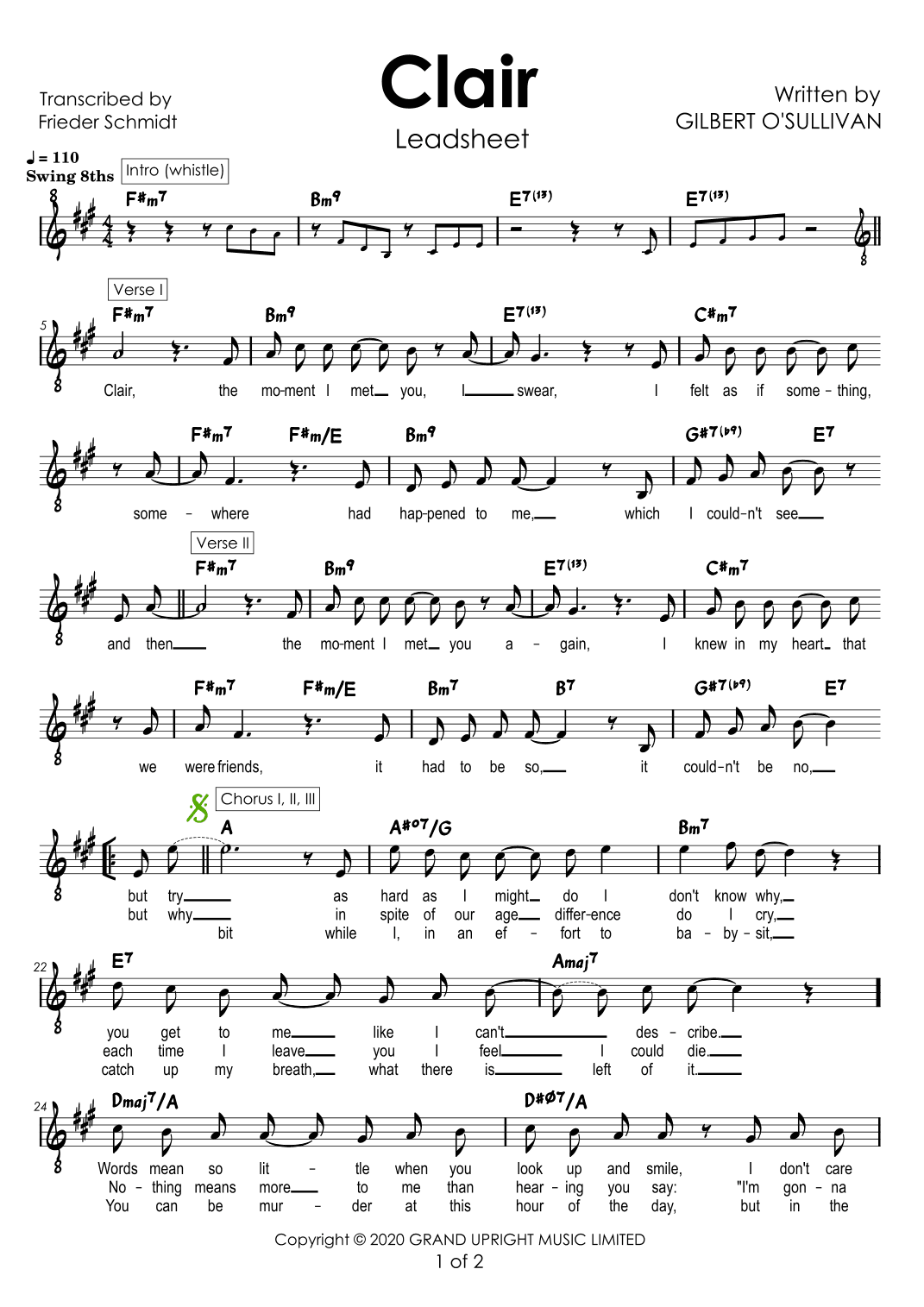 Clair (arr. Frieder Schmidt)