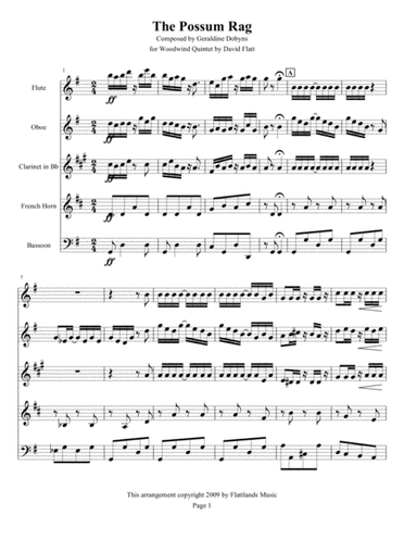 The Possum Rag for Woodwind Quintet (arr. David Flatt)