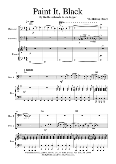 Paint It, Black (arr. Golden Skull Editions)
