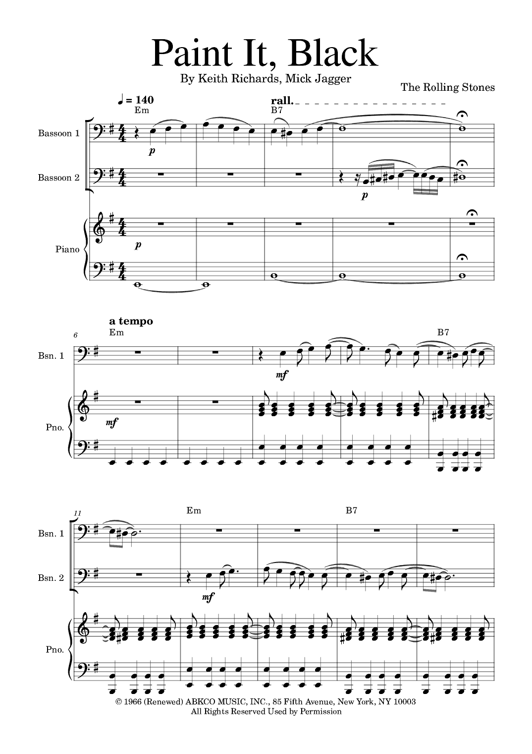 Paint It, Black (arr. Golden Skull Editions)