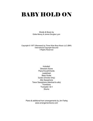 Baby Hold On (arr. Jim Farley www.arrangementsone.com)