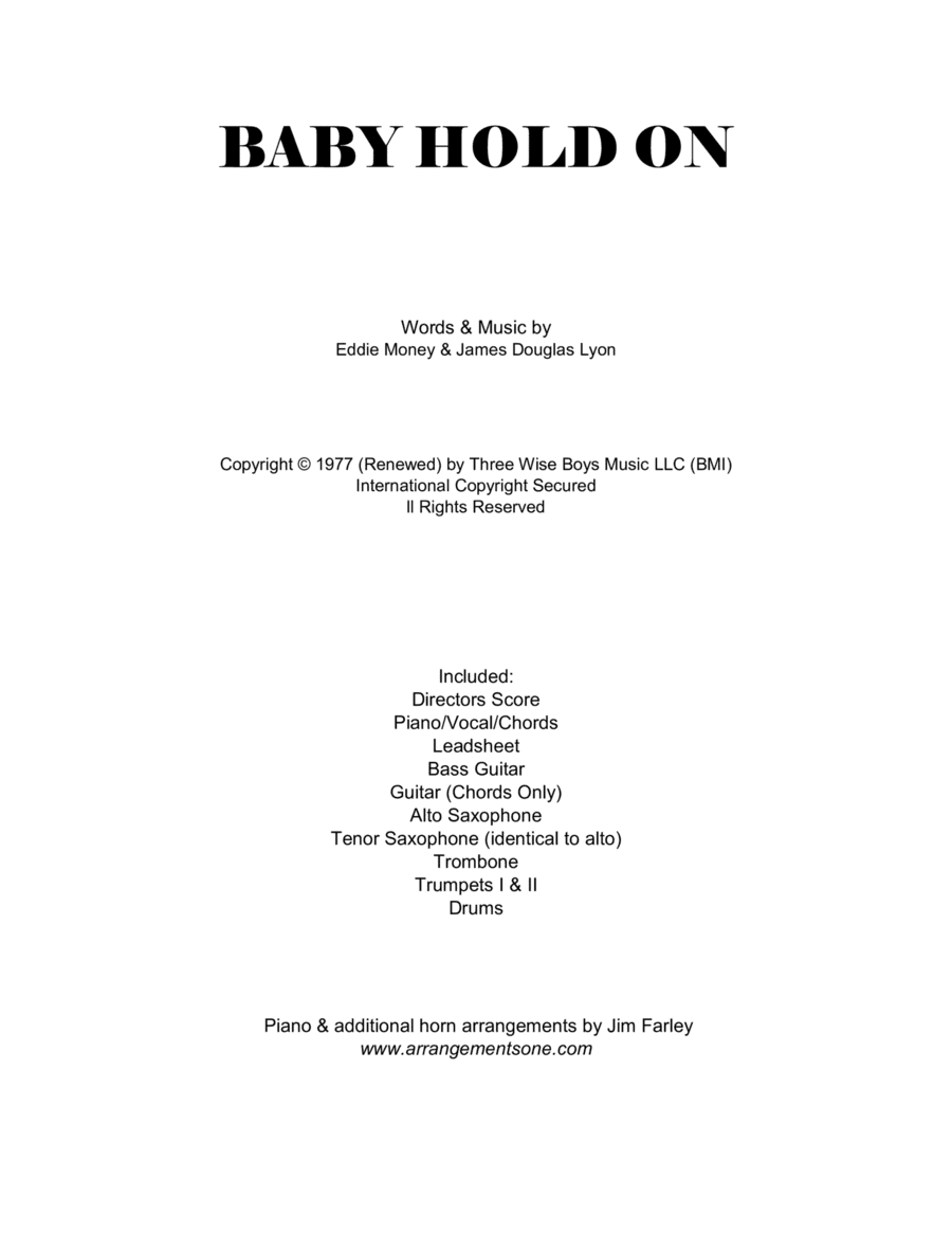 Baby Hold On (arr. Jim Farley www.arrangementsone.com)