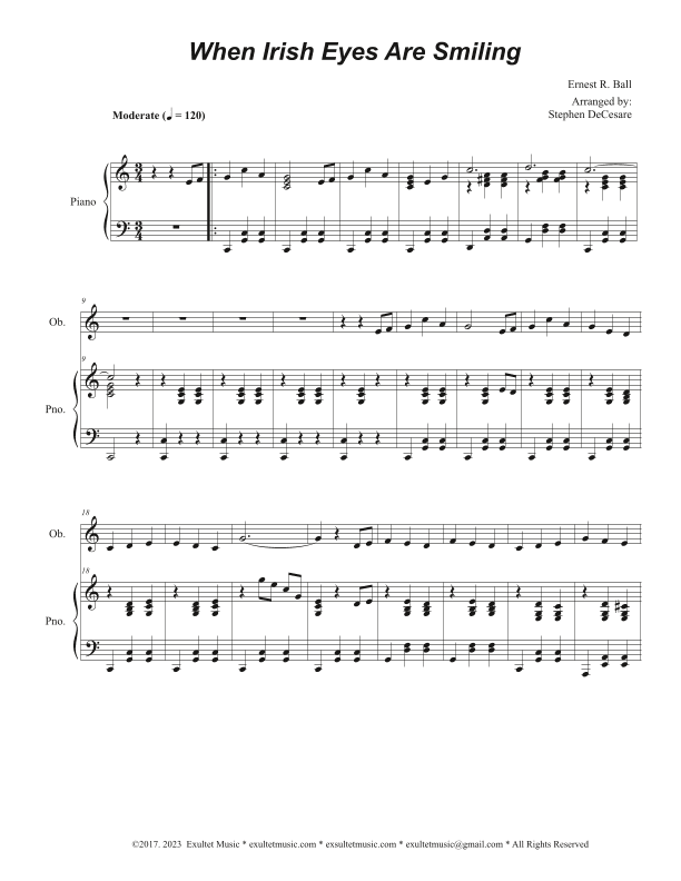 When Irish Eyes Are Smiling (Oboe solo and Piano) (arr. Stephen DeCesare)