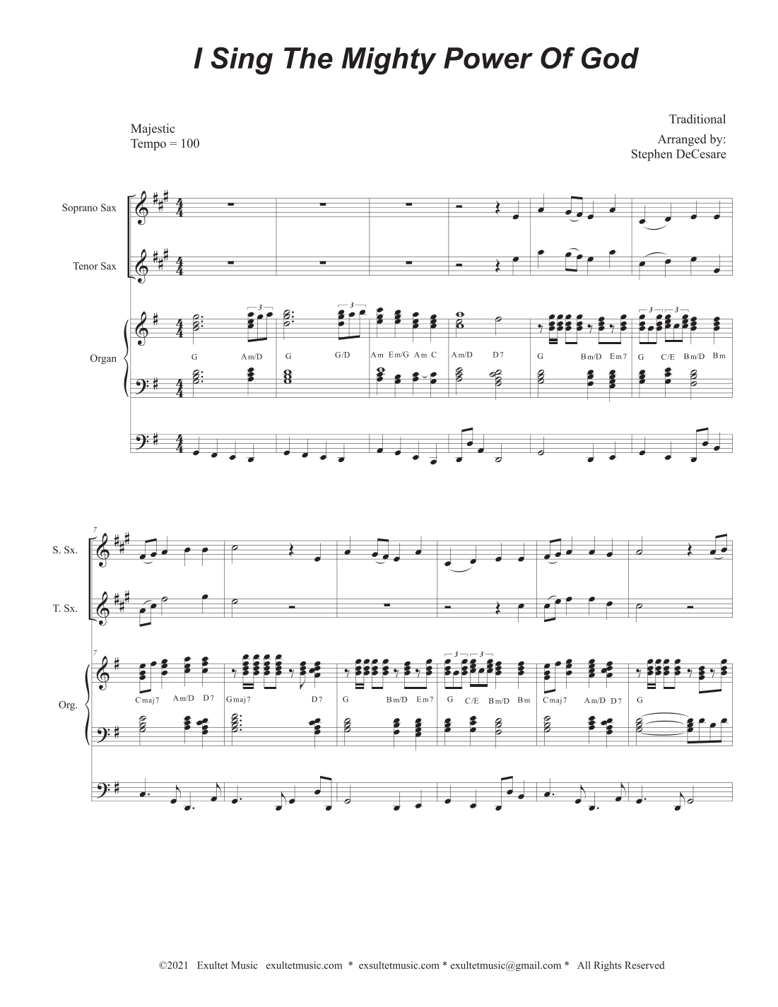 I Sing The Mighty Power Of God (Duet for Soprano and Tenor Saxophone - Organ accompaniment) (arr. Stephen DeCesare)