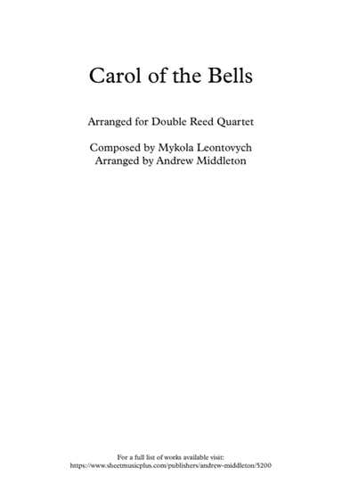 Carol of the Bells arranged for Double Reed Quartet (arr. Andrew Middleton)