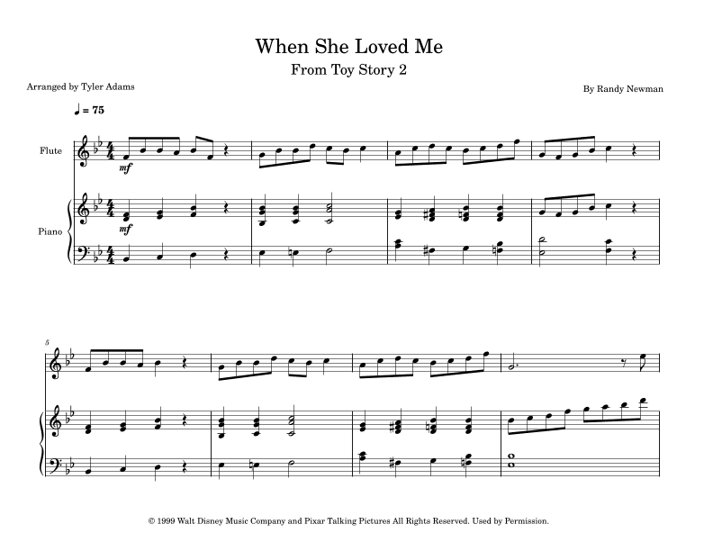 When She Loved Me (arr. Tyler Adams)