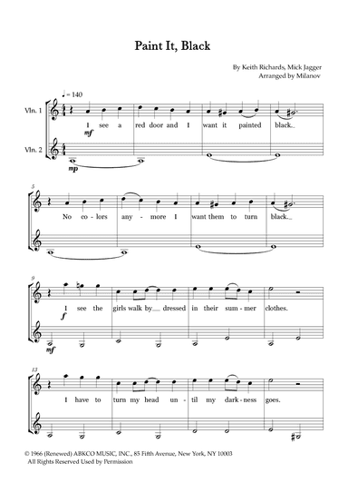 Paint It, Black (arr. Milanov)
