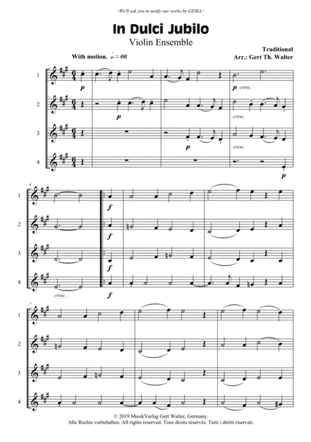 In Dulci Jubilo (arr. Gert Th. Walter)