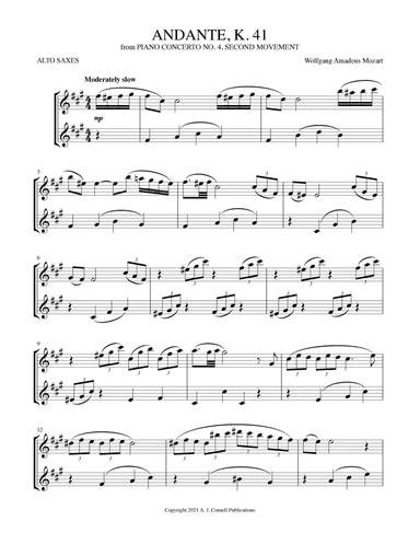 Andante (from Piano Concerto No. 4, K. 41) (arr. Mark Phillips)