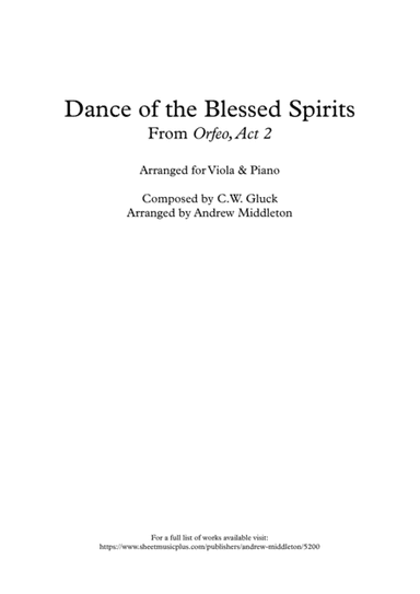 Dance of the Blessed Spirits arranged for Viola and Piano (arr. Andrew Middleton)