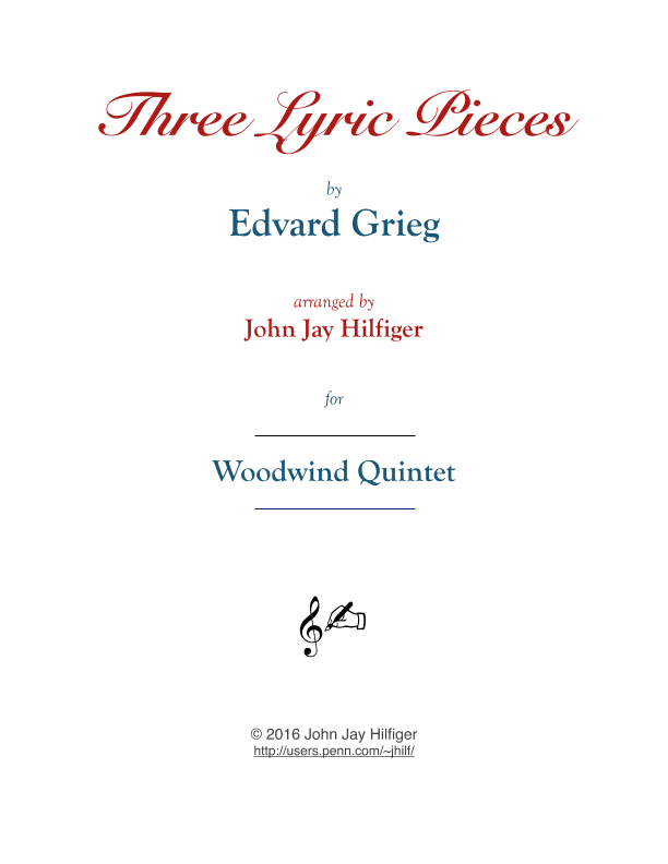Three Lyric Pieces (arr. John Jay Hilfiger)