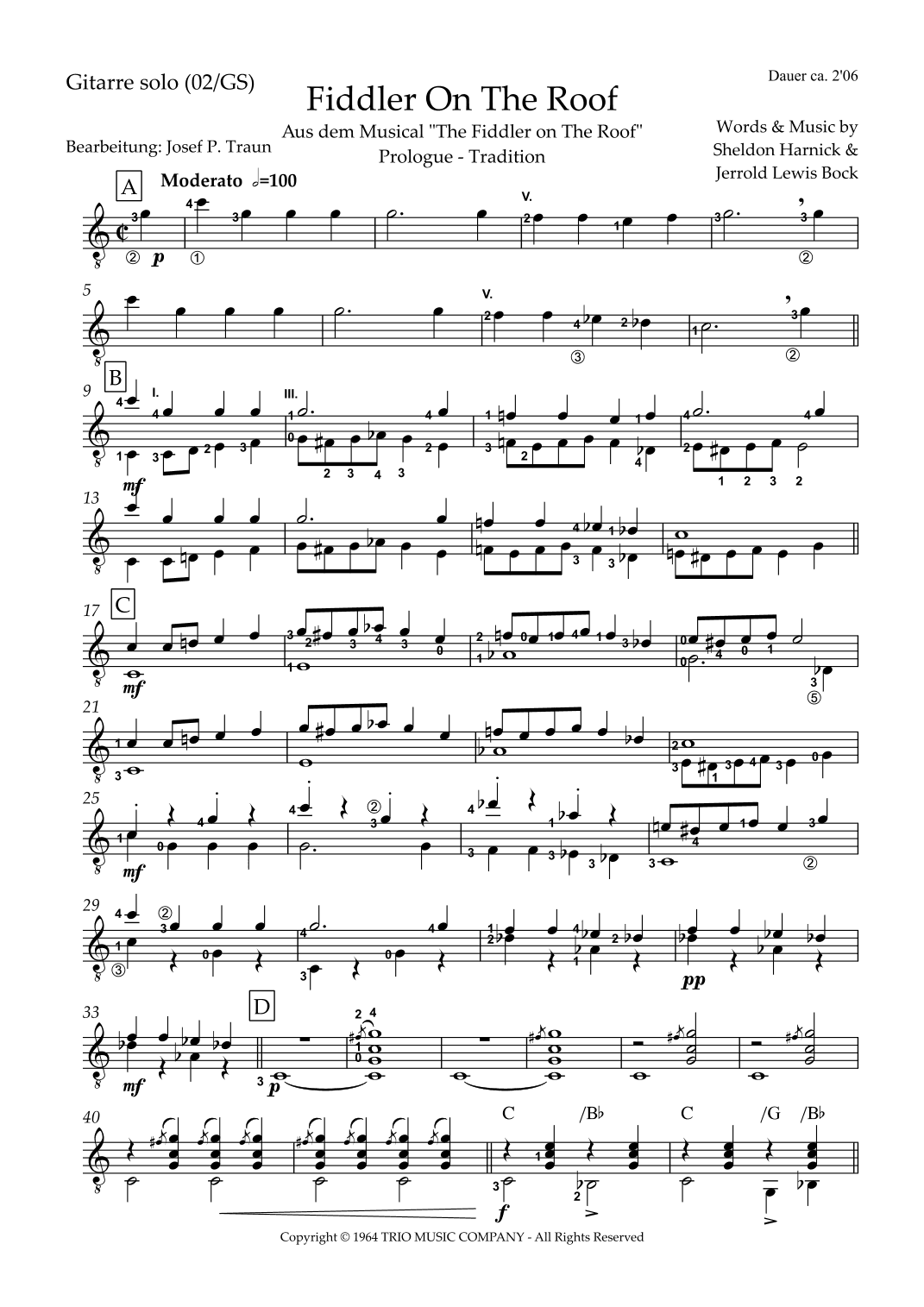 If I Were A Rich Man (fr: Fiddler On The Roof) (arr. Josef Peter Traun)