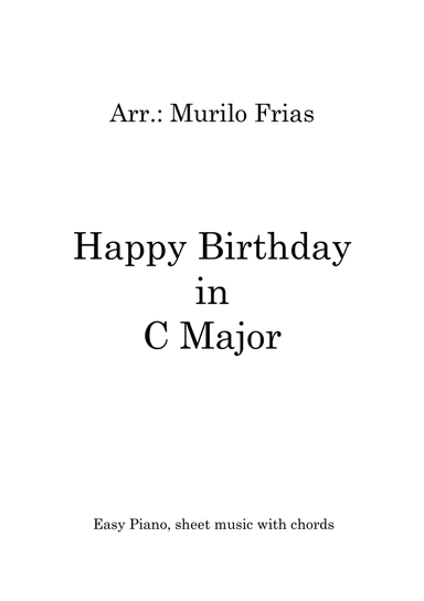 Happy Birthday - Easy Piano w/ chords (arr. Murilo Frias)