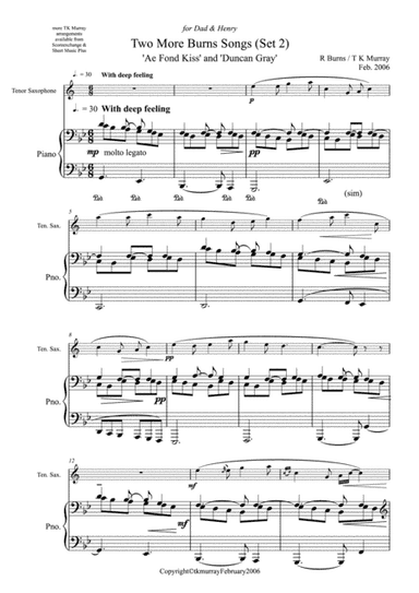 Burns Songs - Set 2 - Tenor Saxophone - TK Murray