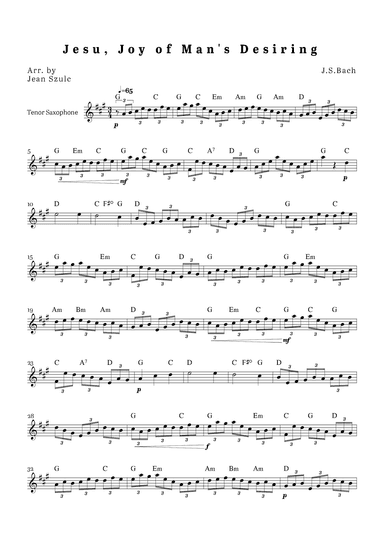 Jesu, Joy of Man's Desiring (arr. Jean Szulc)
