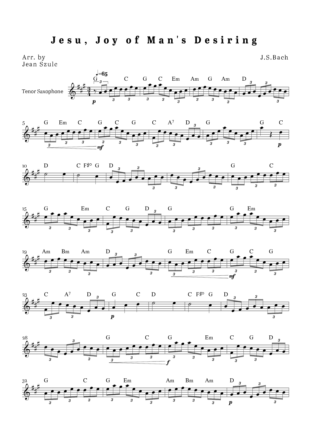 Jesu, Joy of Man's Desiring (arr. Jean Szulc)