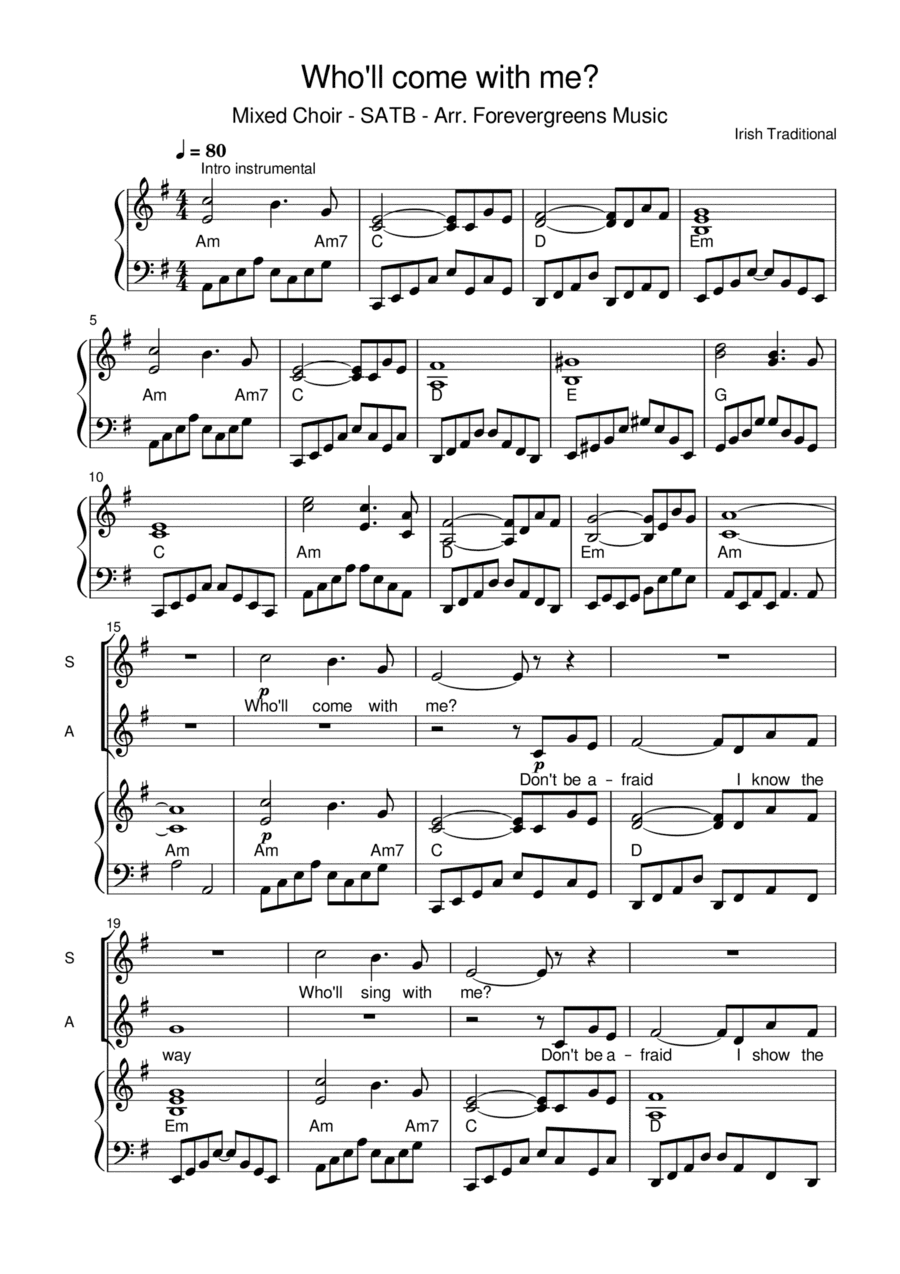 Who'll come with me - Irish Traditional - SATB (arr. Paul Brandsma)