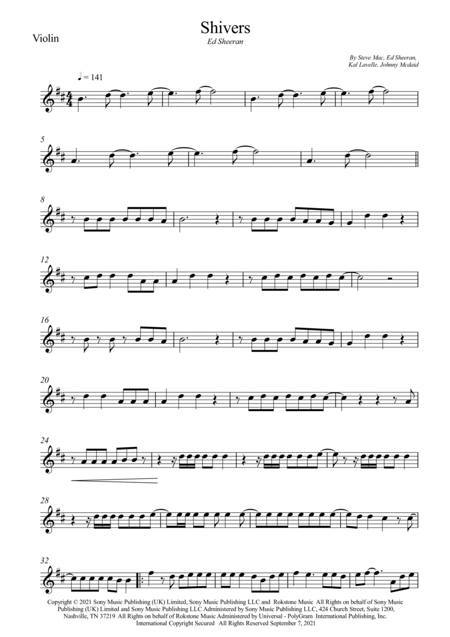 Shivers (arr. Wesley S. SIlva)